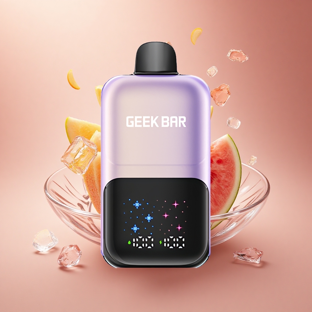 GEEK BAR 2GO 20ml 50000 Puffs Persikas Mango Arbūzas Ledas su Interaktyviu Dideliu Ekranu ir 5% Nikotino Druska