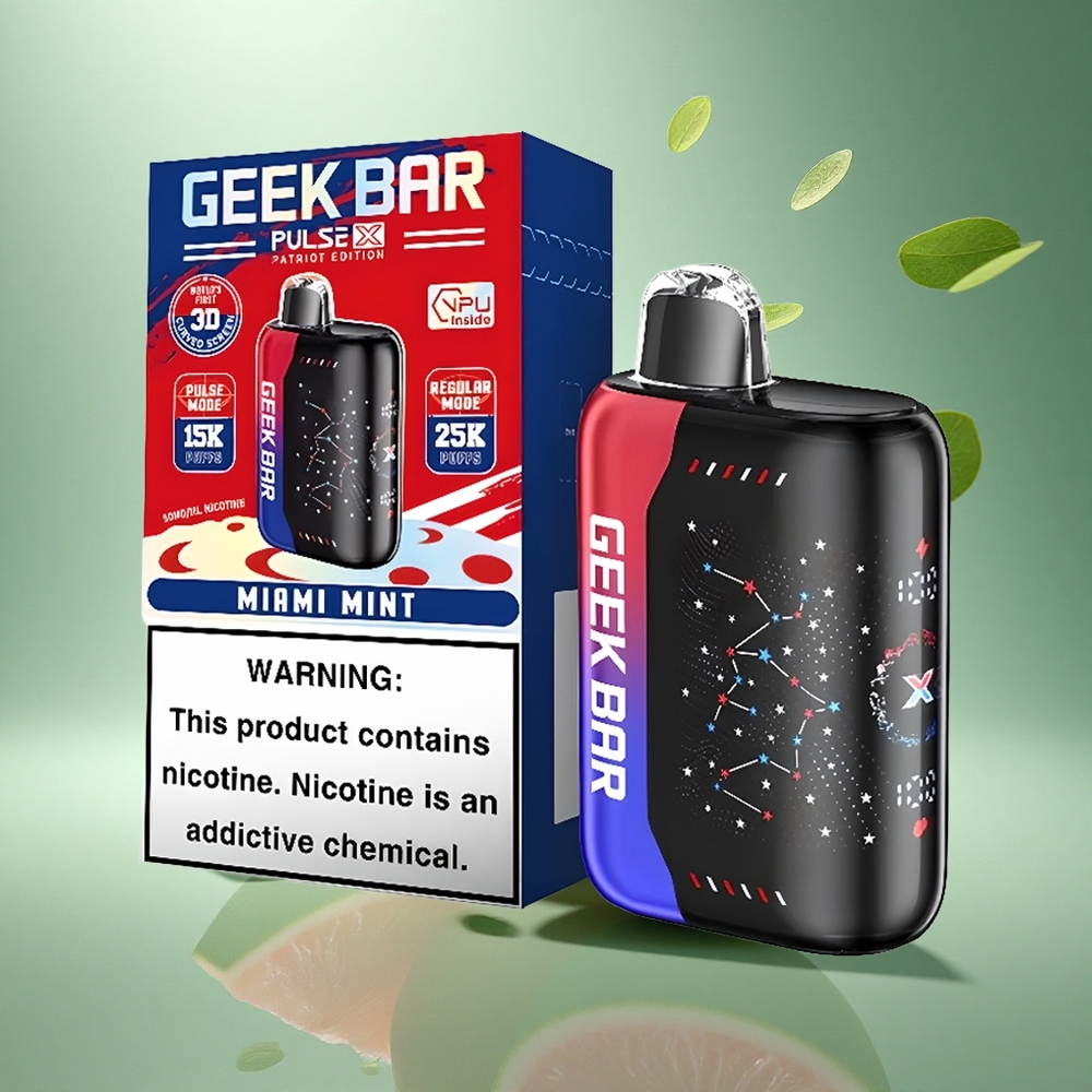 GEEK BAR Pulse X 25000 Puffs Patriotinis Leidimas su 18mL Skysčio ir Dviguba Tinklelio Apvija