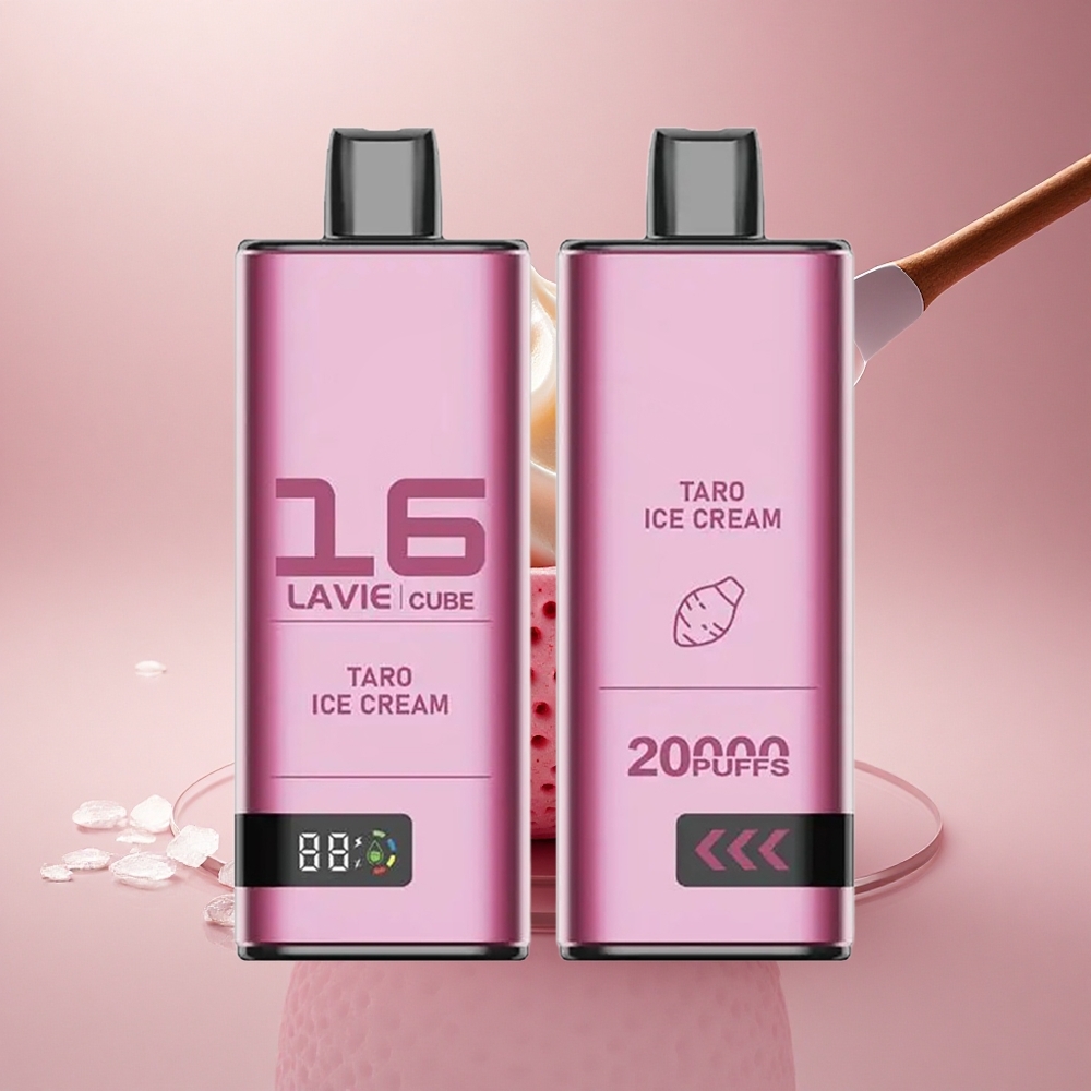 Lavie Cube 20000 Puffs Taro Ledų Kledaras su 28ML Skysčio ir Type C Įkrovimu