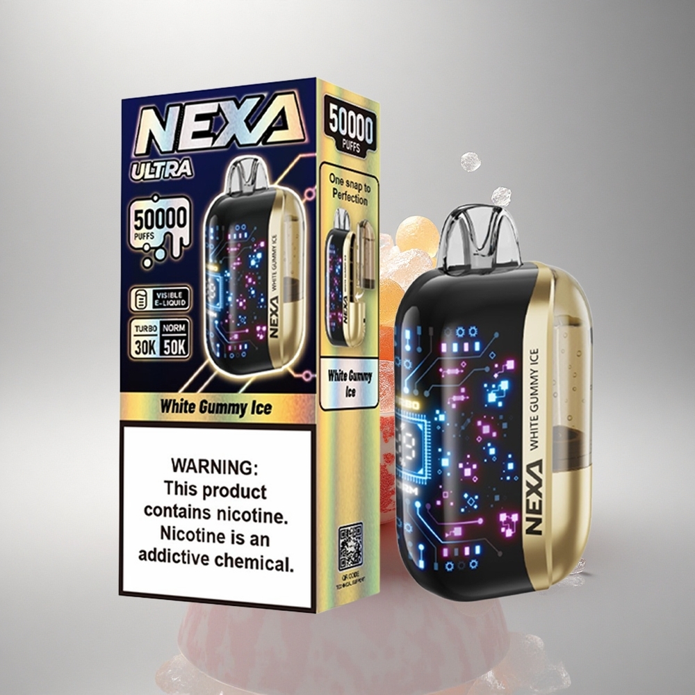 NEXA Ultra 50000 Puffs Baltasis Guminukų Ledas su 20ml ir 5% Nikotino