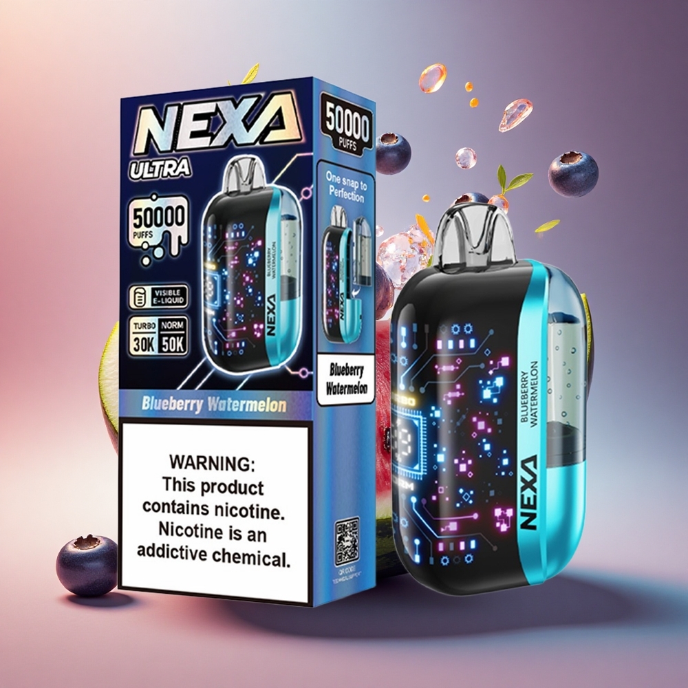 NEXA Ultra 50000 Puffs Mėlynųjų agurkų arbūzas su 20 ml talpa ir 5% nikotino