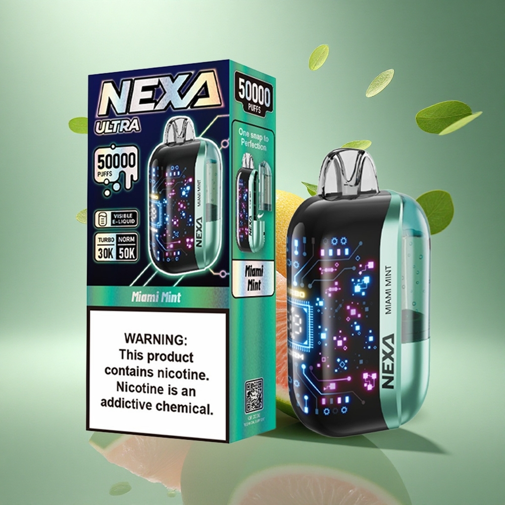 NEXA Ultra 50000 Puffs Miami Mėta 5% Nikotino 20ml Tipas-C