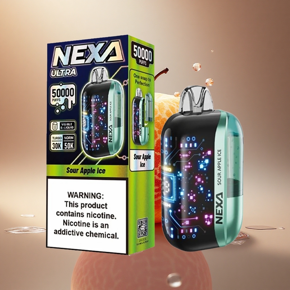 NEXA Ultra 50000 Puffs Rūgščio Obuolio Ledas su 20ml ir 5% Nikotino