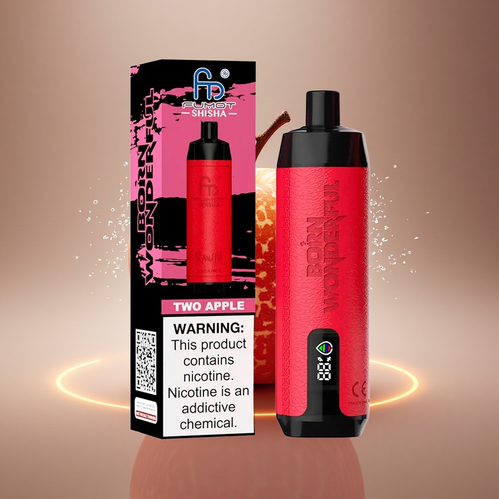RandM Fumot Shisha 10000 Puffs Dvi Obuoliai Su LED Indikatoriumi Ir 18ml Skysčio