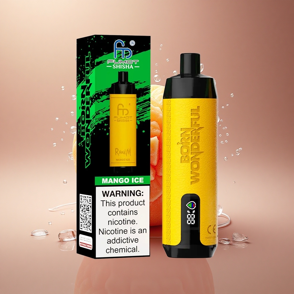 RandM Fumot Shisha 10000 Puffs Mango Ledas su 18ml ir 0,6Ω Tinkleliu