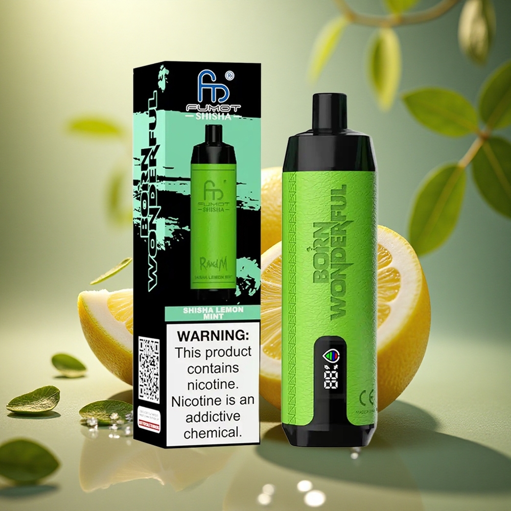 RandM Fumot Shisha 10000 Puffs Šiša Citrina Mėta 18ml 850mAh 0,5% Nikotino