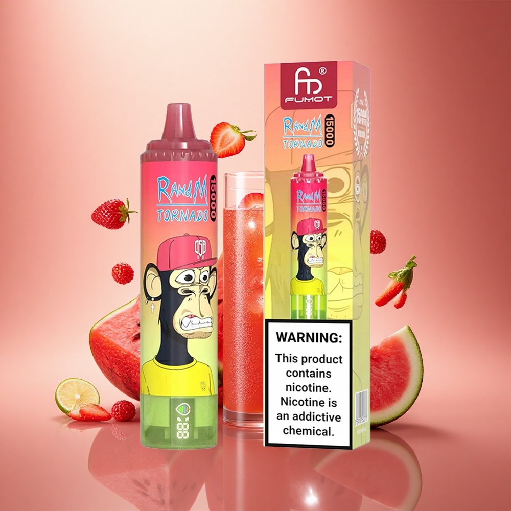 RandM Fumot Tornado 15000 Puffs Braškinis Arbūzas Limonadas su 25ml Skysčio ir 0,9 Ohm Tinklelio Ritė