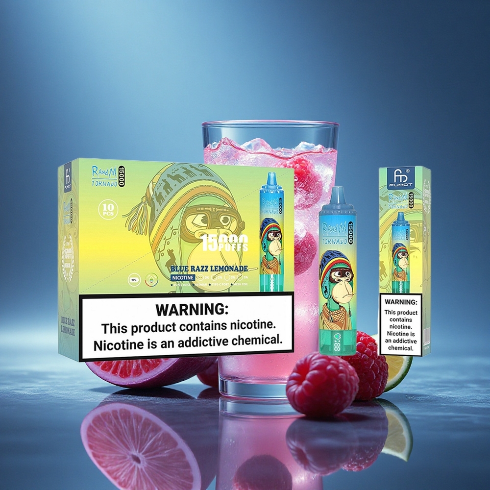 RandM Fumot Tornado 15000 Puffs Mėlynoji Avietės Limonadė su 25ml ir 0,9 Ohm Tinklelio Ritė
