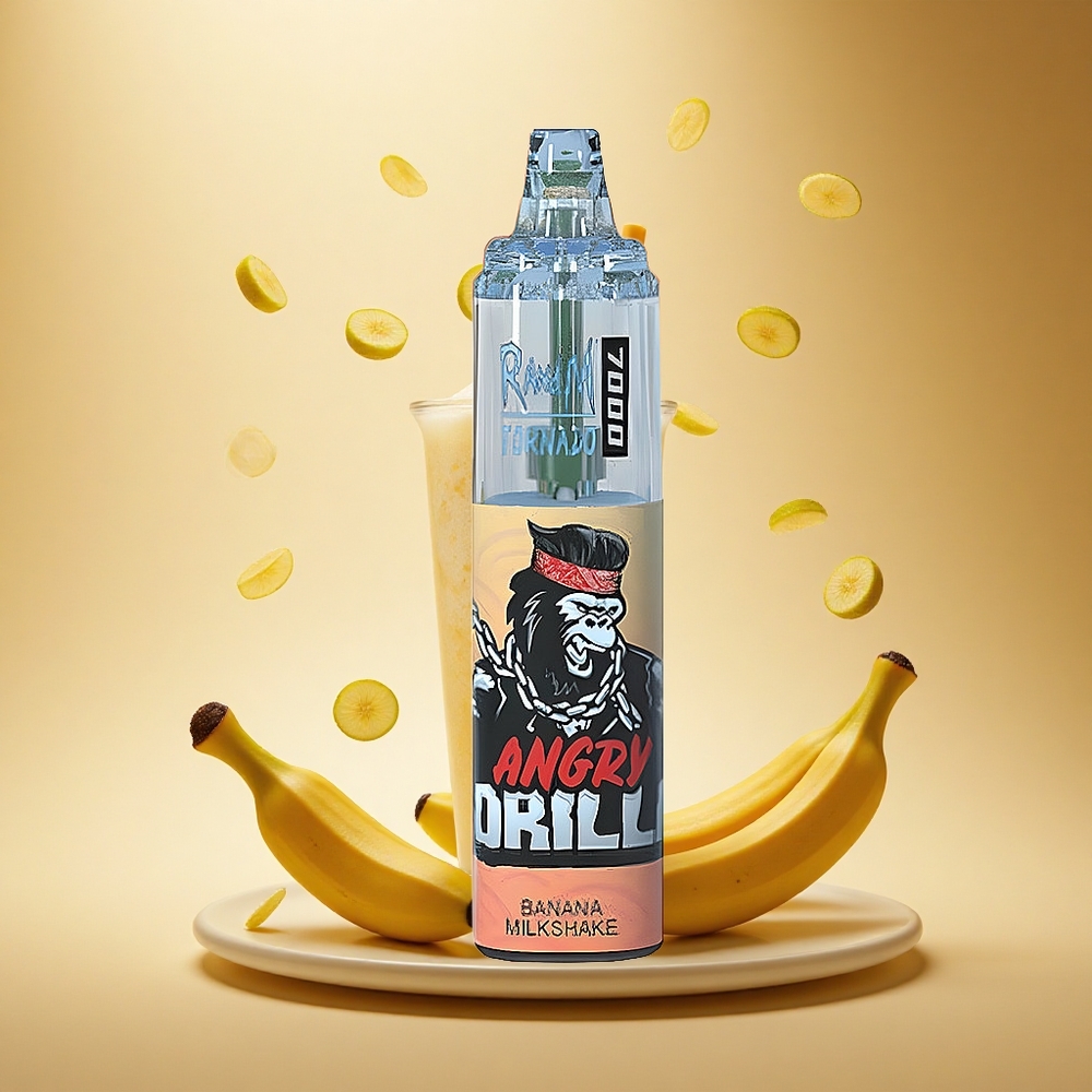 RandM Fumot Tornado 7000 Puffs Bananaso Kokteilis su Tinkleliniu Apviju ir Oro Reguliavimu