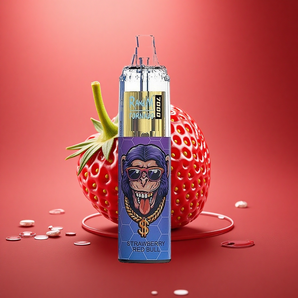 RandM Fumot Tornado 7000 Puffs Braškinis Raudonasis Vėjas 7000 Tinklelinė Ritė Oro Reguliavimas