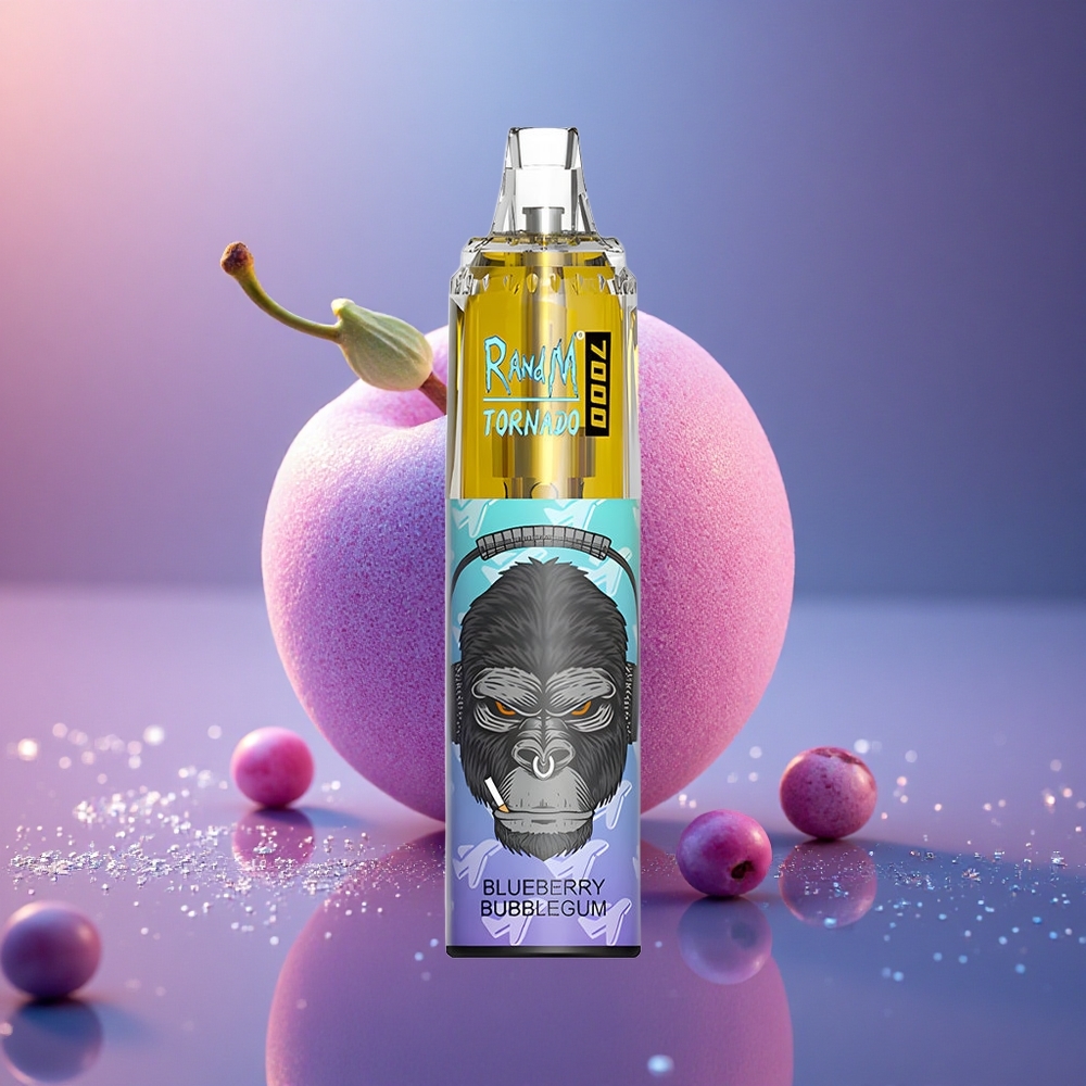 RandM Fumot Tornado 7000 Puffs Mėlynųjų Uogų Kramtomosios Gumos Tinklelinė Ritė RGB Šviesa