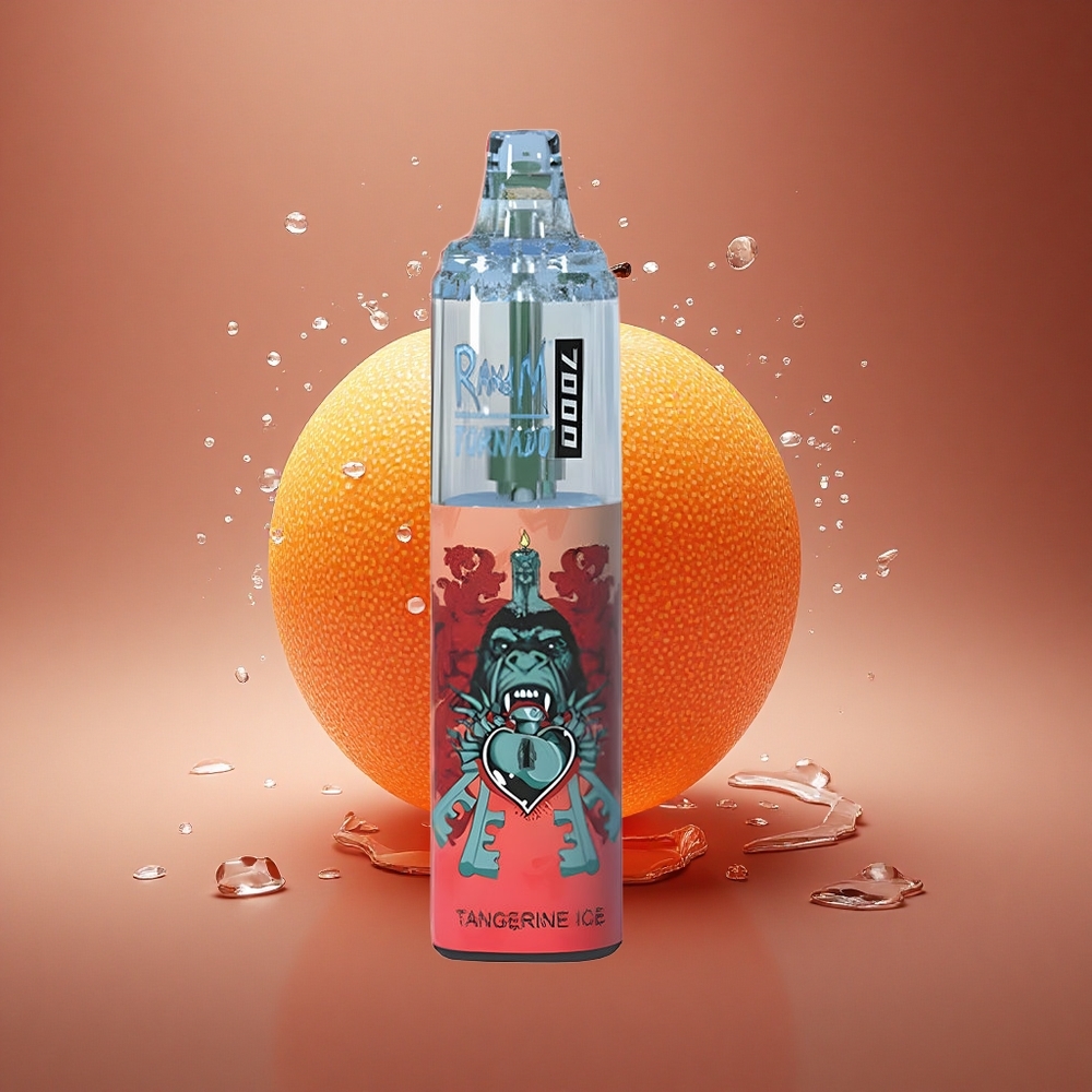 RandM Fumot Tornado 7000 Puffs Mandarininis Ledas 14ml Tinklelio Ritė