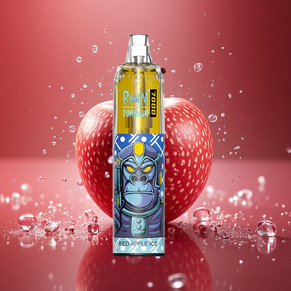 RandM Fumot Tornado 7000 Puffs Raudonasis Obuolio Ledas 14ML Tinklas