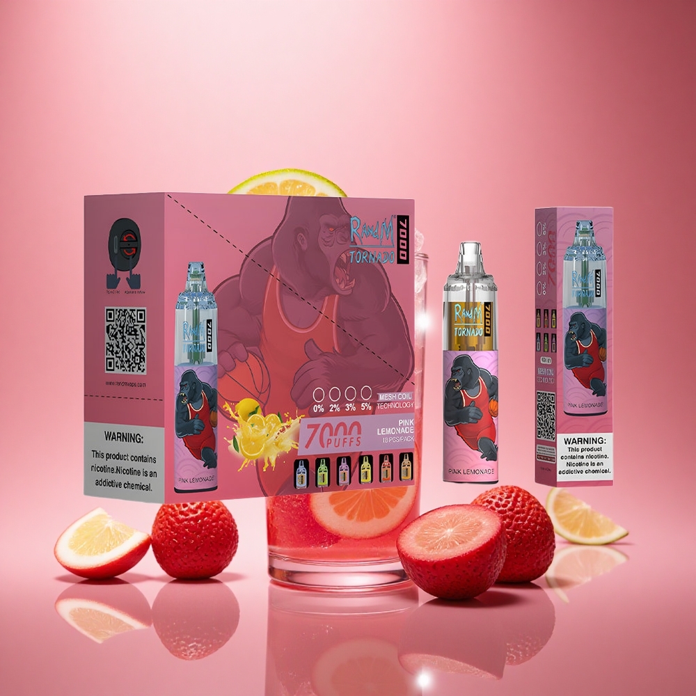 RandM Fumot Tornado 7000 Puffs Rožinis Limonadas 14ML Tinklas