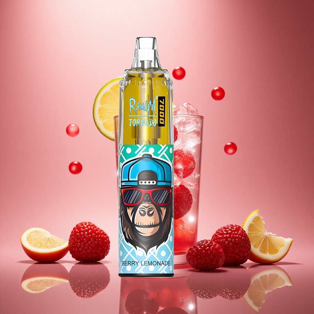 RandM Fumot Tornado 7000 Puffs Uogų Limonadas su Tinklelinė Apvija ir Oro Reguliavimu