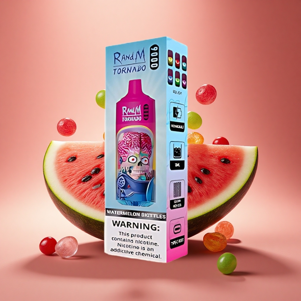 RandM Fumot Tornado 9000 Puffs Arbūzinės Skittles su Tinklelinė Ritė ir RGB Ekranu