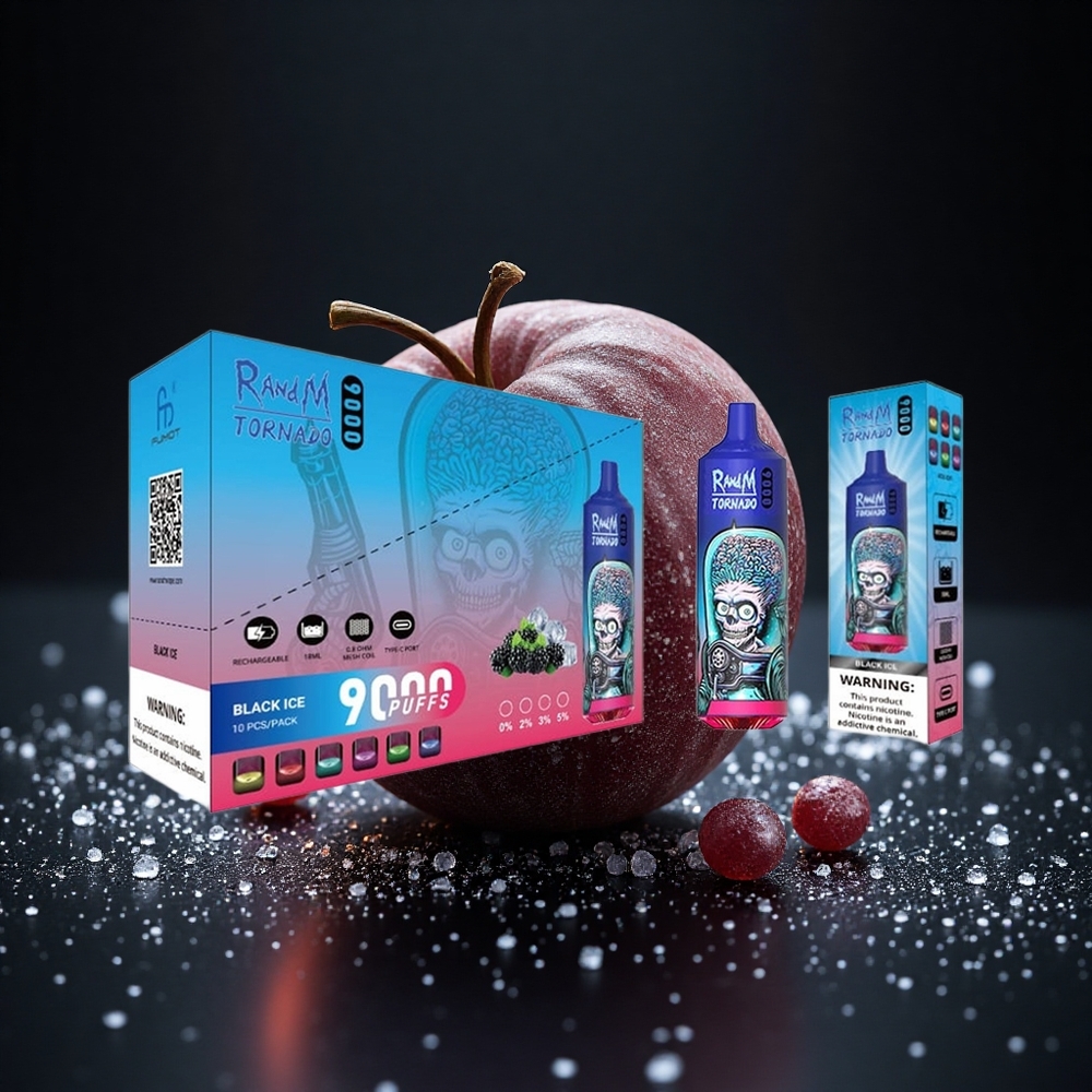RandM Fumot Tornado 9000 Puffs Juodasis Ledas 850 mAh Tinklelinis