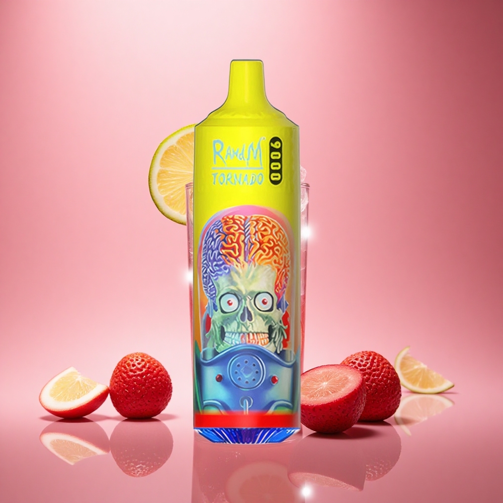 RandM Fumot Tornado 9000 Puffs Rožinis Limonadas su Tinkleliniu Apviju ir RGB Ekranu