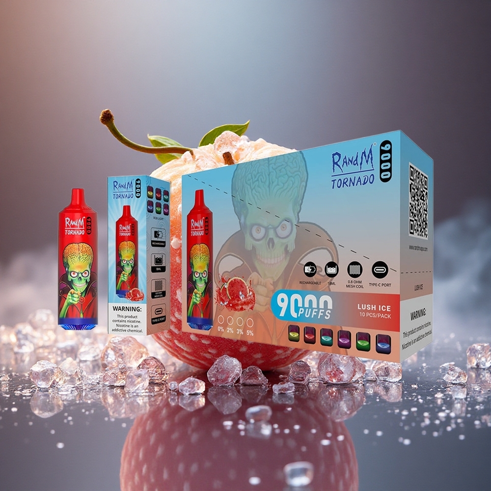 RandM Fumot Tornado 9000 Puffs Žalias Ledas 9000 Kvapų 850 mAh Tinklelis