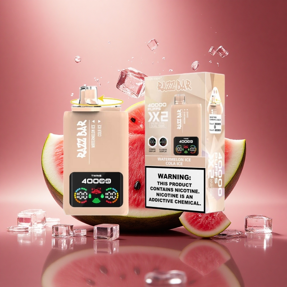Razz Bar 40000 Puffs Arbūzinis Ledas - Kola Ledas su Tipo-C Juosta ir Dviguba Tinklelio Apvija