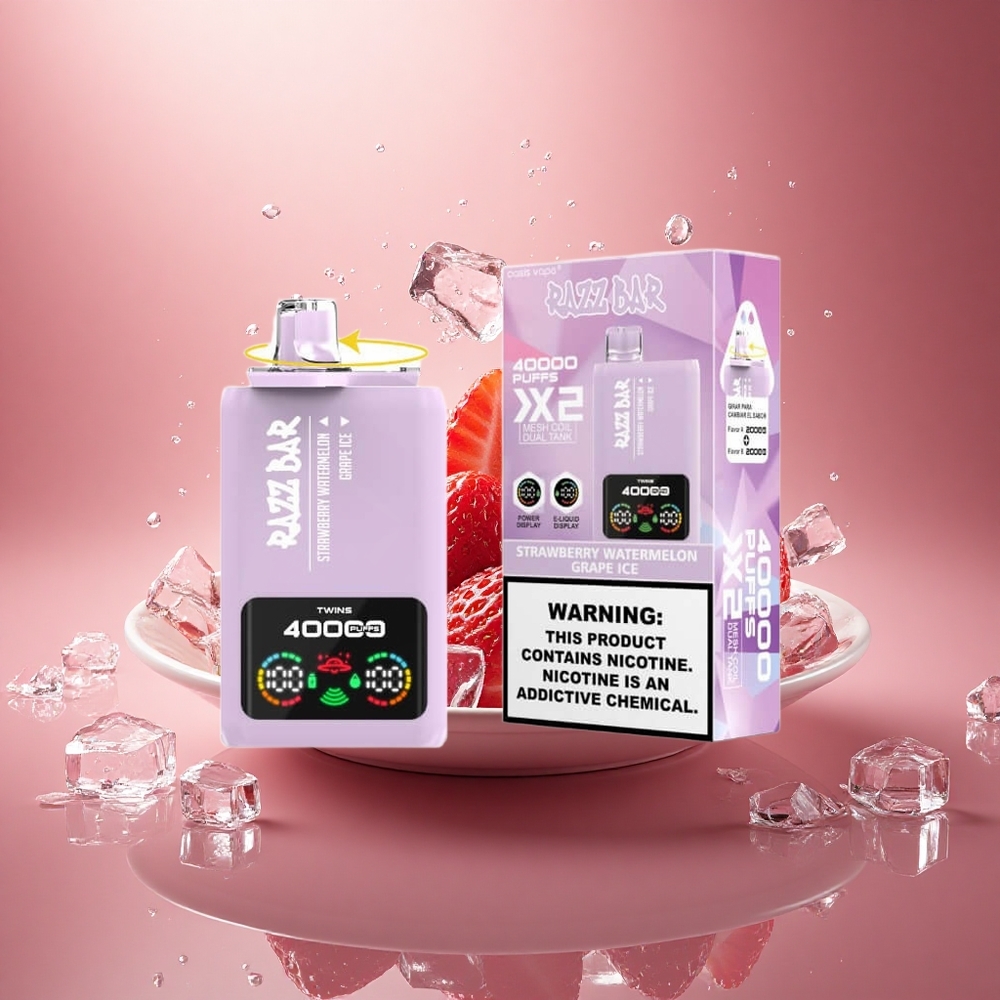 Razz Bar 40000 Puffs Braškų Arbūzas - Vynuogių Ledas su Tipo-C Įkrovimu ir Tinklelio Apvija