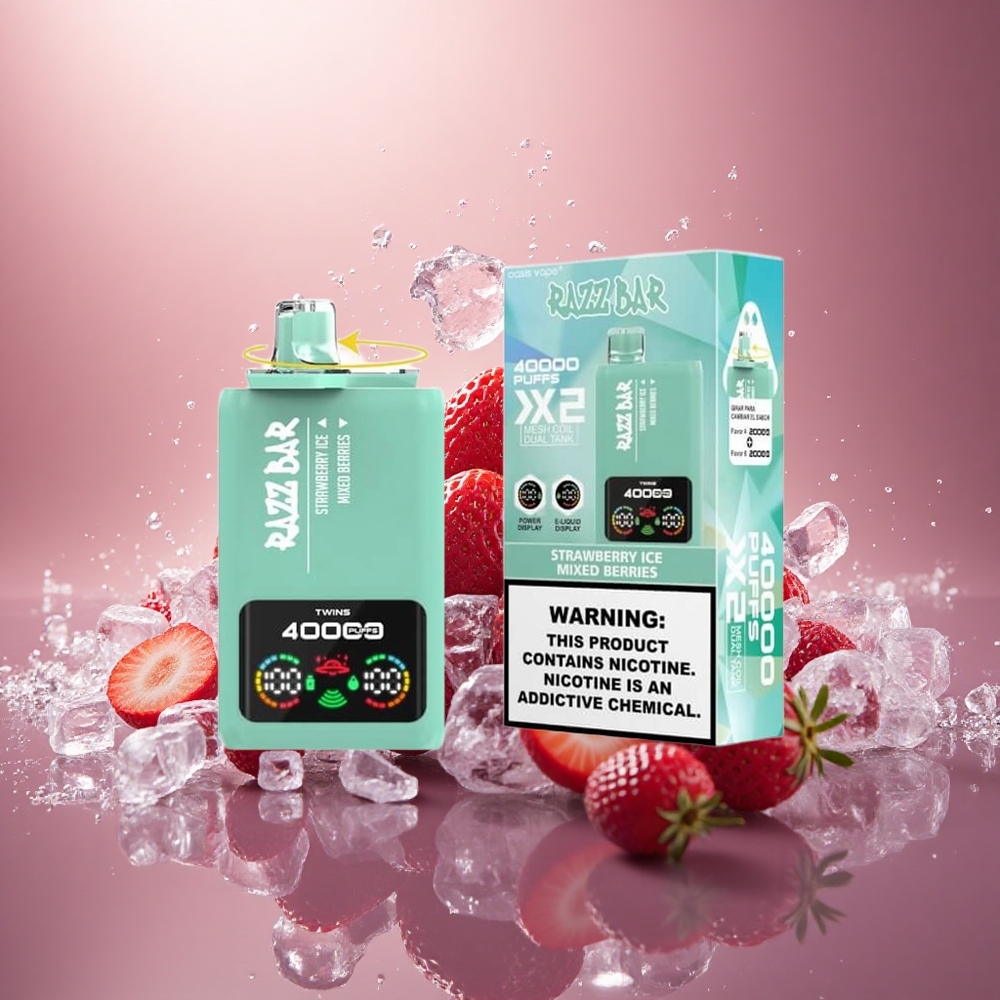 Razz Bar 40000 Puffs Braškių Uogų Ledas - 2x1.0Ohm Tinklelio Ritė, Tipo-C