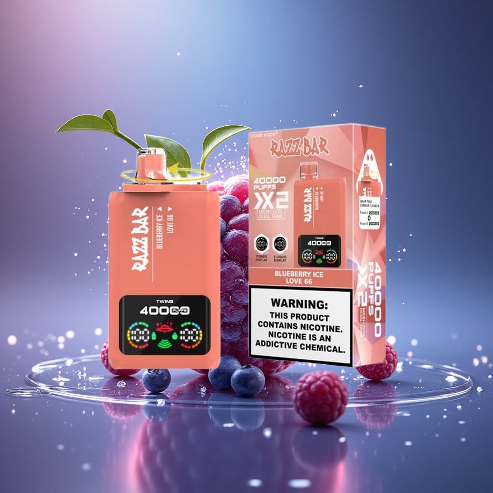 Razz Bar 40000 Puffs Mėlynųjų Uogų Ledas - Meilė 66, 2% Nikotino, Tipo-C