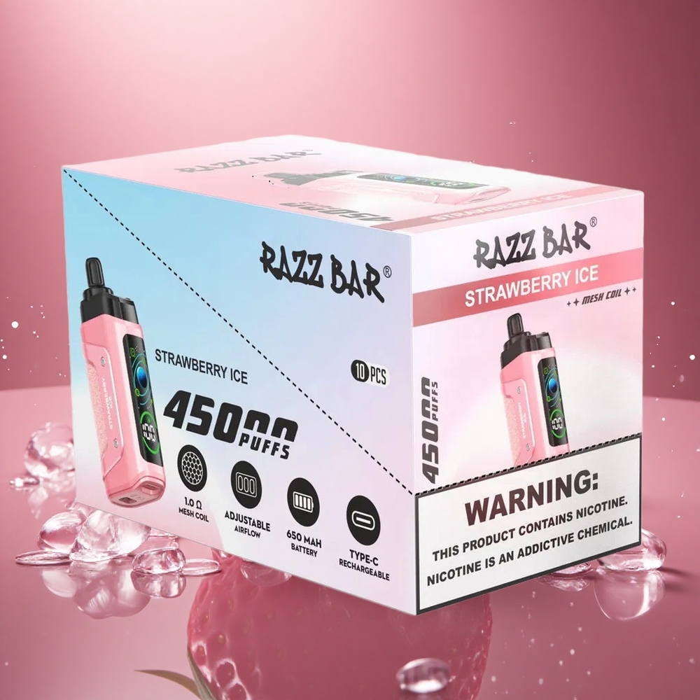 Razz Bar 45000 Puffs Braškių Ledas 1.0 Ohm Tinklelis Oro Srautas