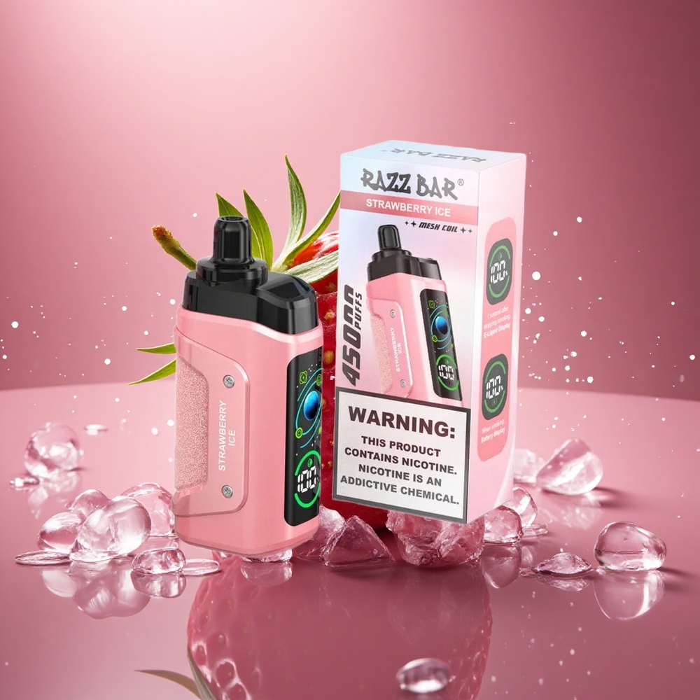 Razz Bar 45000 Puffs Braškių Ledas 1.0 Ohm Tinklelis Oro Srautas