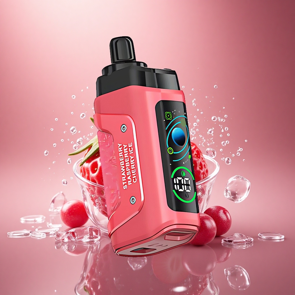 Razz Bar 45000 Puffs Braškių Vyšnių Ledas su Tinklo Apvijų ir Reguliuojamu Oro Srautu