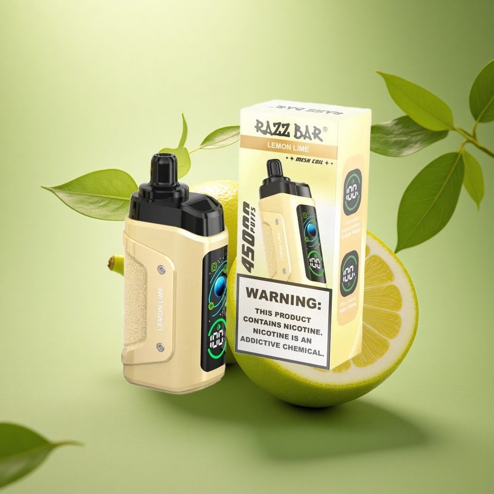 Razz Bar 45000 Puffs Citrinų Lime su Tinklelio Ritinėliu ir Reguliuojamu Oro Srautu