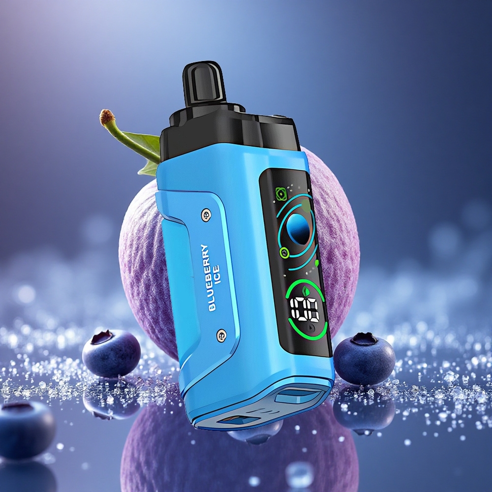 Razz Bar 45000 Puffs Mėlynių Uogų Ledas su Tinklo Ritė ir Reguliuojamu Oro Srautu