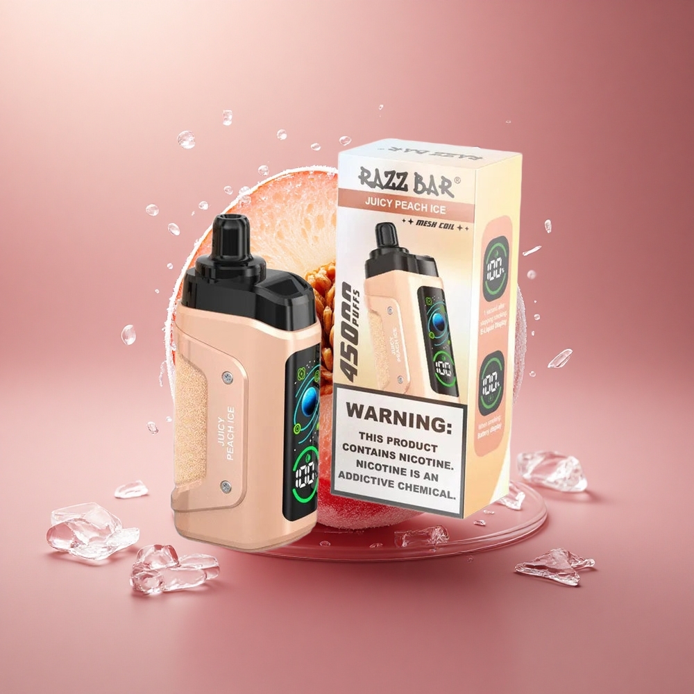 Razz Bar 45000 Puffs Sultingas Persikas su Tinklo Apvija ir Reguliuojamu Oro Srautu