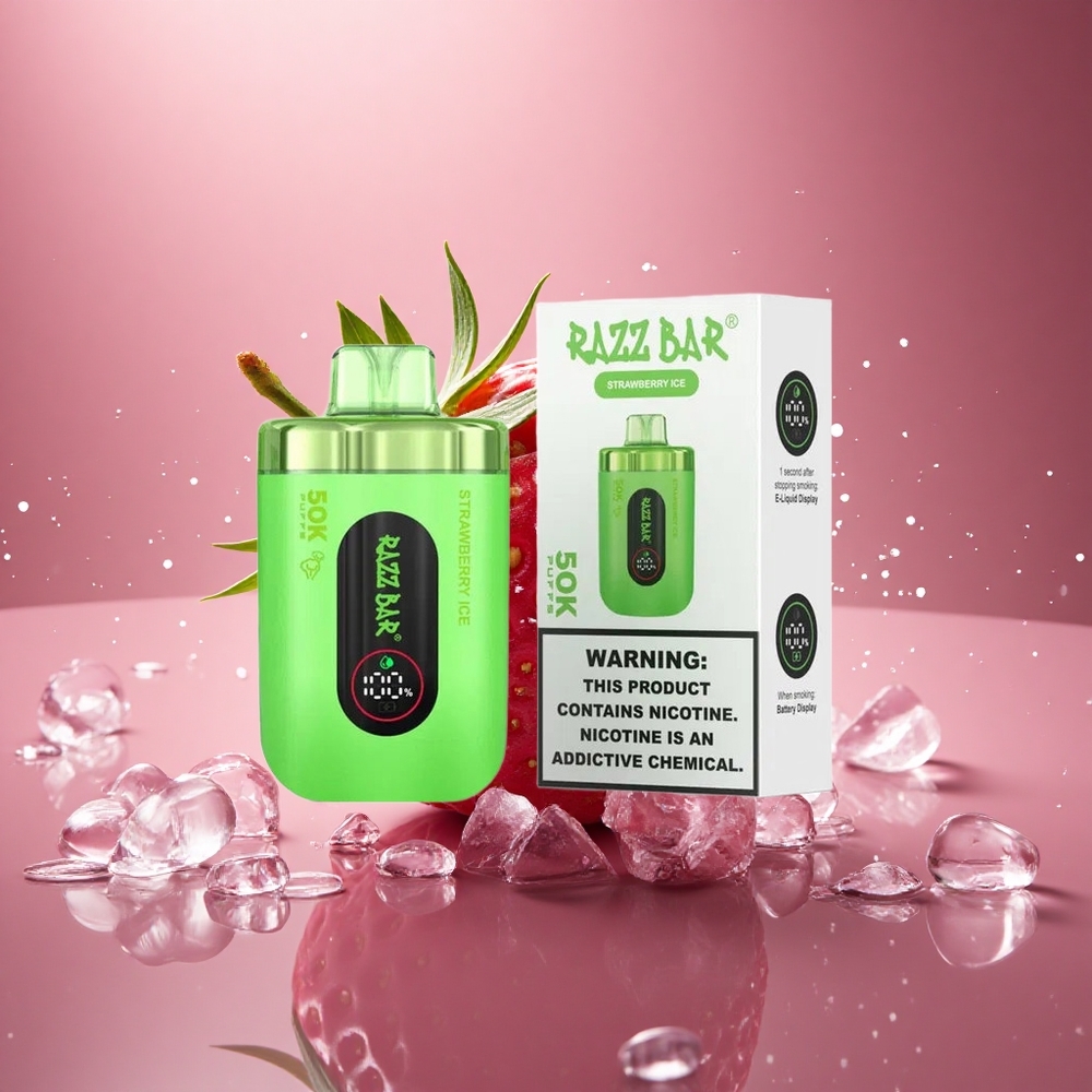 Razz Bar 50K Puffs Braškinių Ledų 1.0 Ohm Tinklinis Apvyniotukas Tipo-C