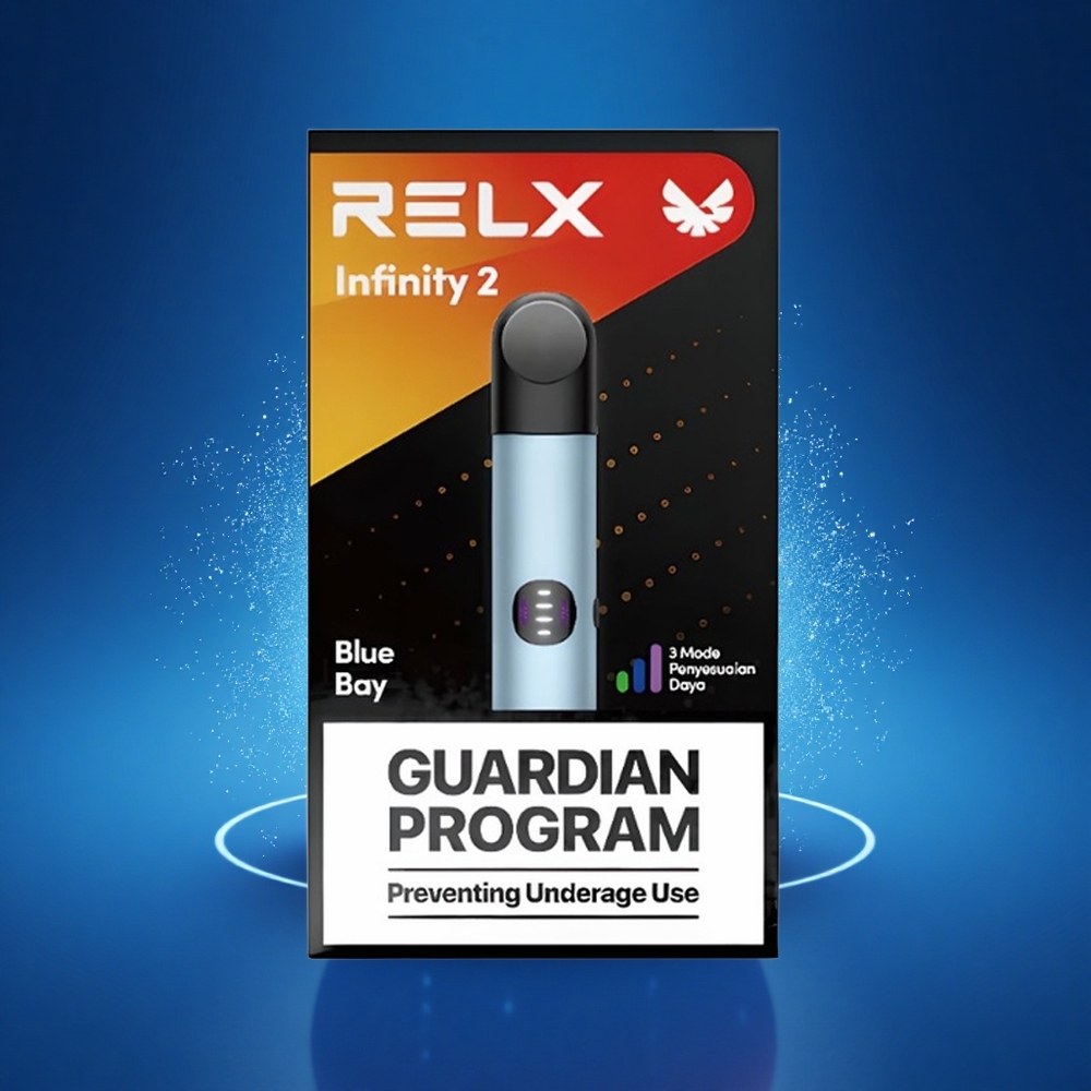 Relx Infinity 2 Vape Device Mėlynasis Begalybės 2 žarijų įrenginys su 1,9 ml talpos kapsule ir 440mAh baterija