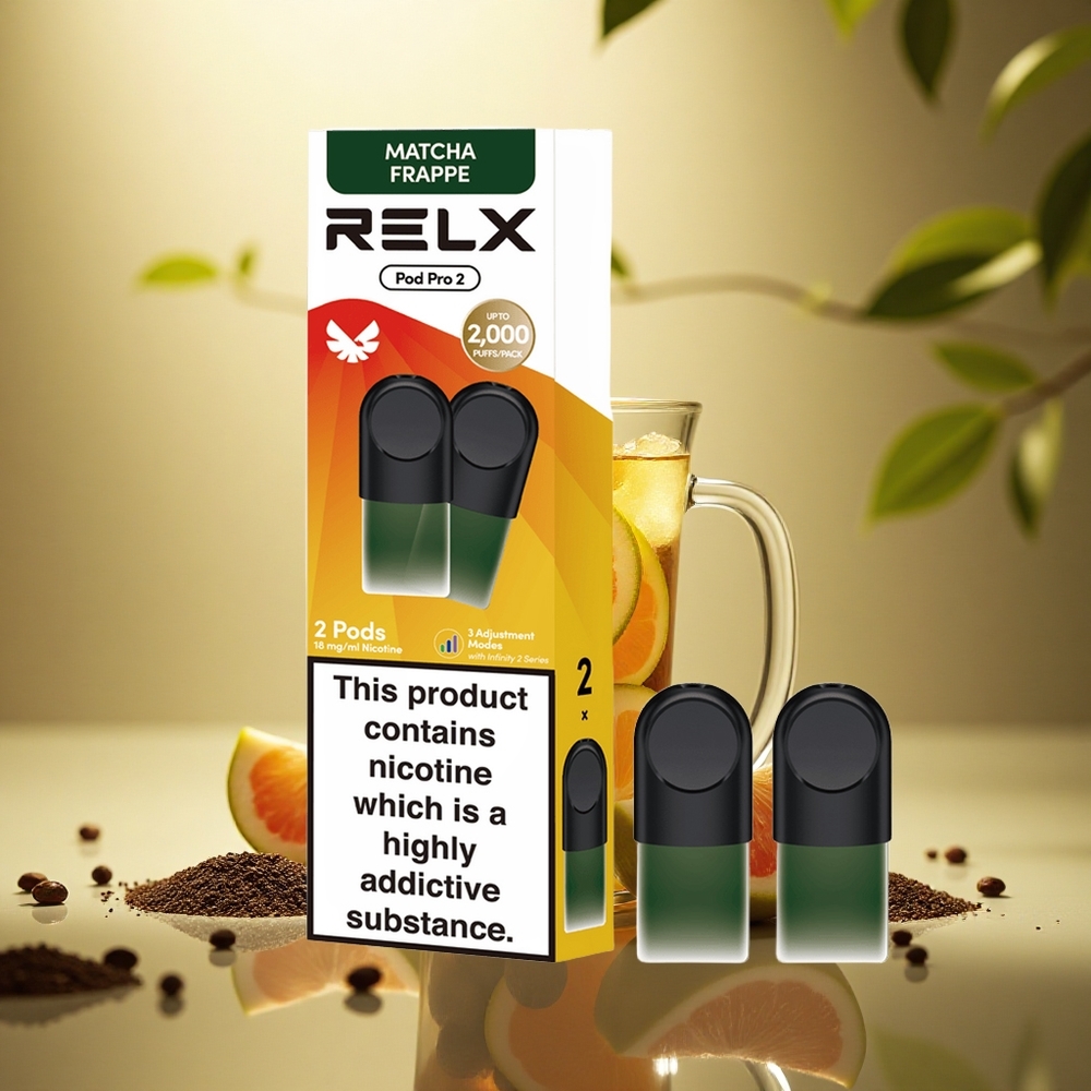 Relx Pod Pro 2 Vape Device Arbatų-Matcha Fraptė Arbata 18mg/ml, 1,9ml, 3 įtampos režimai