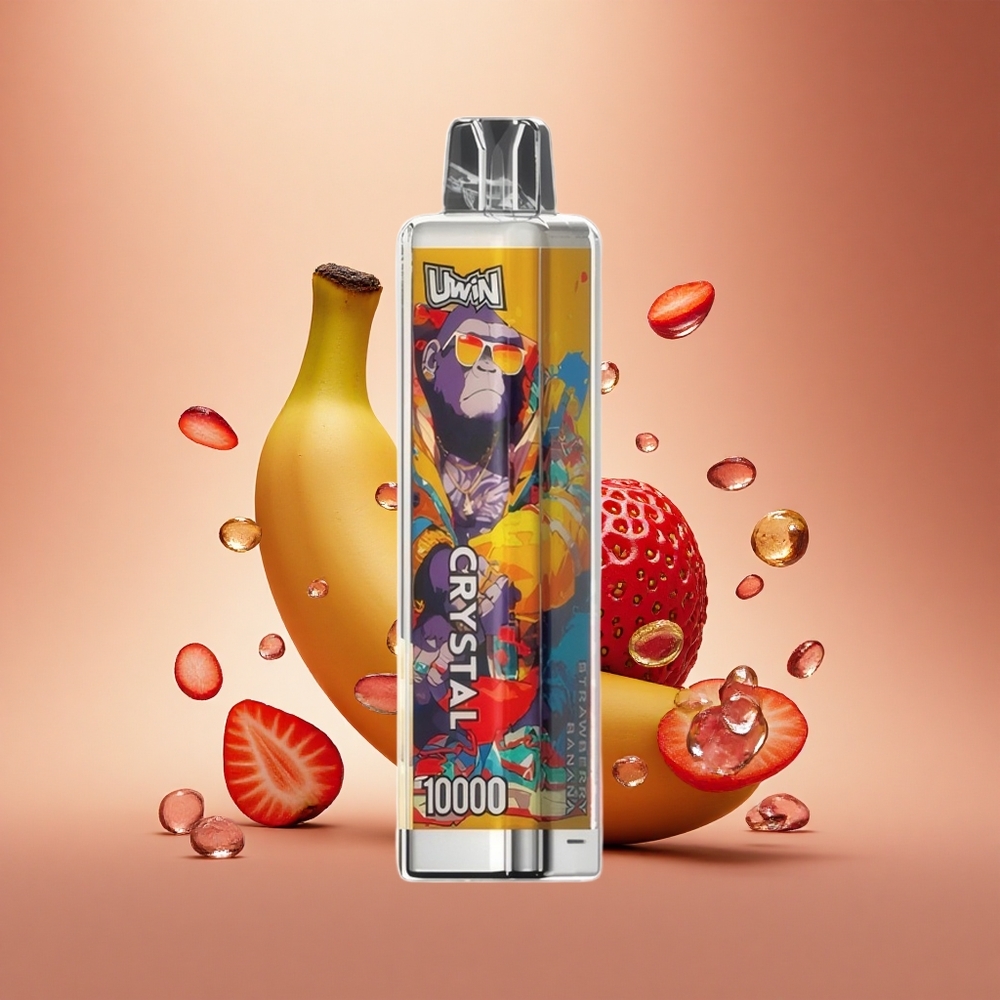 Uwin Crystal 10000 Puffs Braškinių Bananų RGB Kristalas