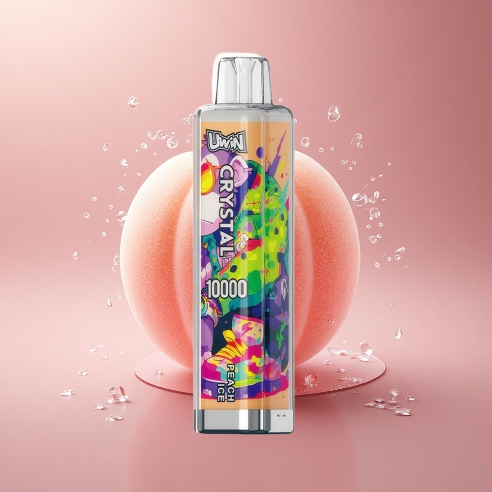 Uwin Crystal 10000 Puffs Persikas Ledas RGB 0.8 Ohm 18ml