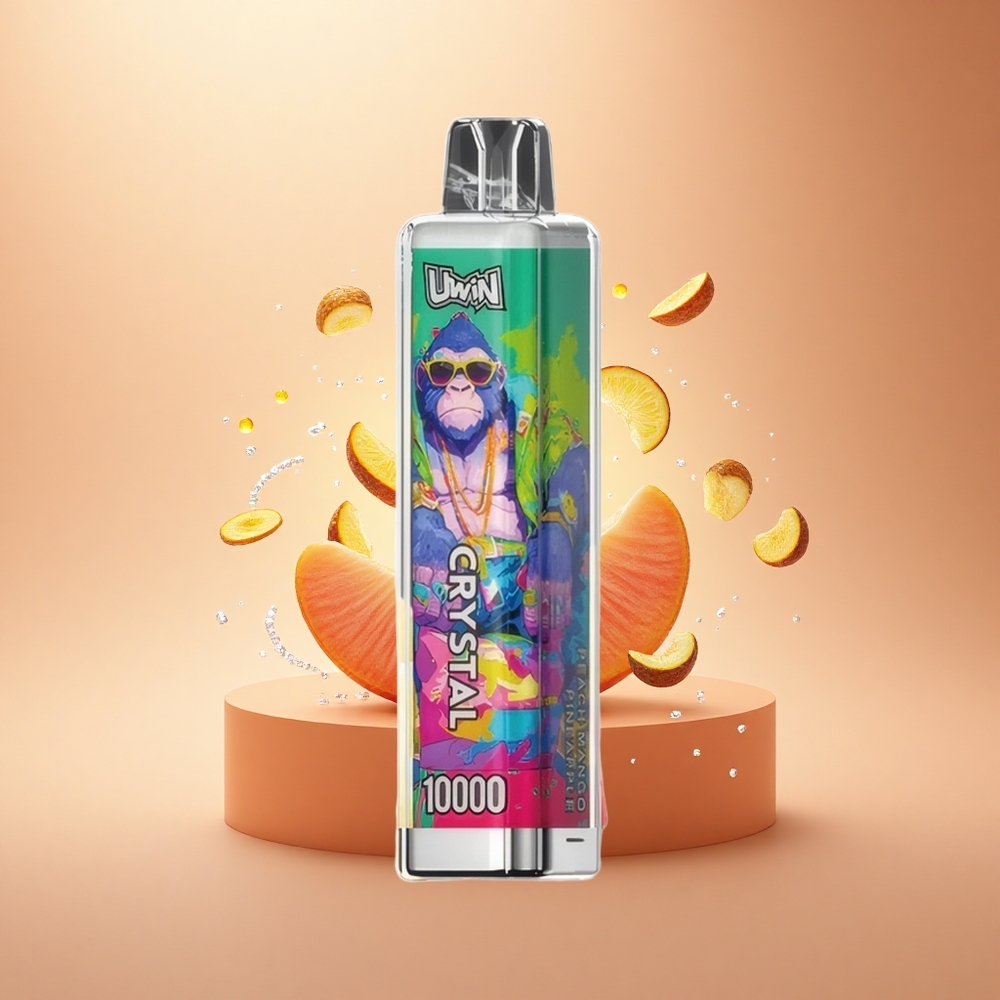 Uwin Crystal 10000 Puffs Persikas Mango Ananasas su RGB Šviesomis