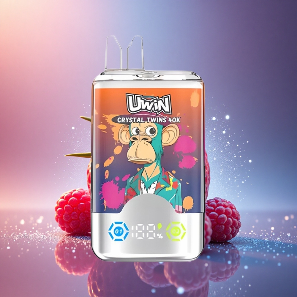 Uwin Crystal Twins 40000 Puffs Braškinė Avietinė Vyšninė Mėlynojo Dvyniai 32ml Tipo-C