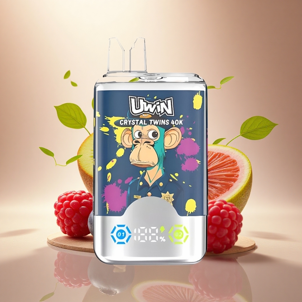 Uwin Crystal Twins 40000 Puffs Kiwi Pasiflora Gvajava Mėlyné Avieté Dviguba 32ml 850mAh