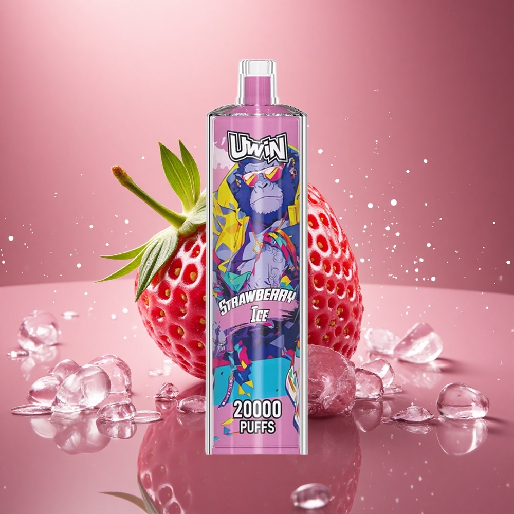 Uwin Shisha Hookah Crystal 20000 Puffs Braškinis Ledas 22ml Mesh