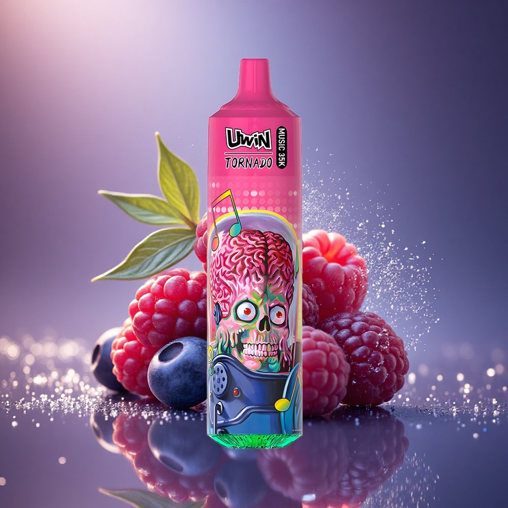 Uwin Tornado 35K Music Puffs Mėlynųjų ir aviečių aromatas su įkraunama baterija ir tinklelio ritė