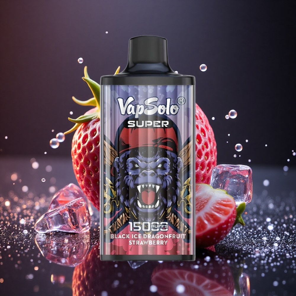 Vapsolo Super 15000 Puffs Juodojo ledo drakono vaisiaus braškių su 40ml skysčio ir 850mAh baterija