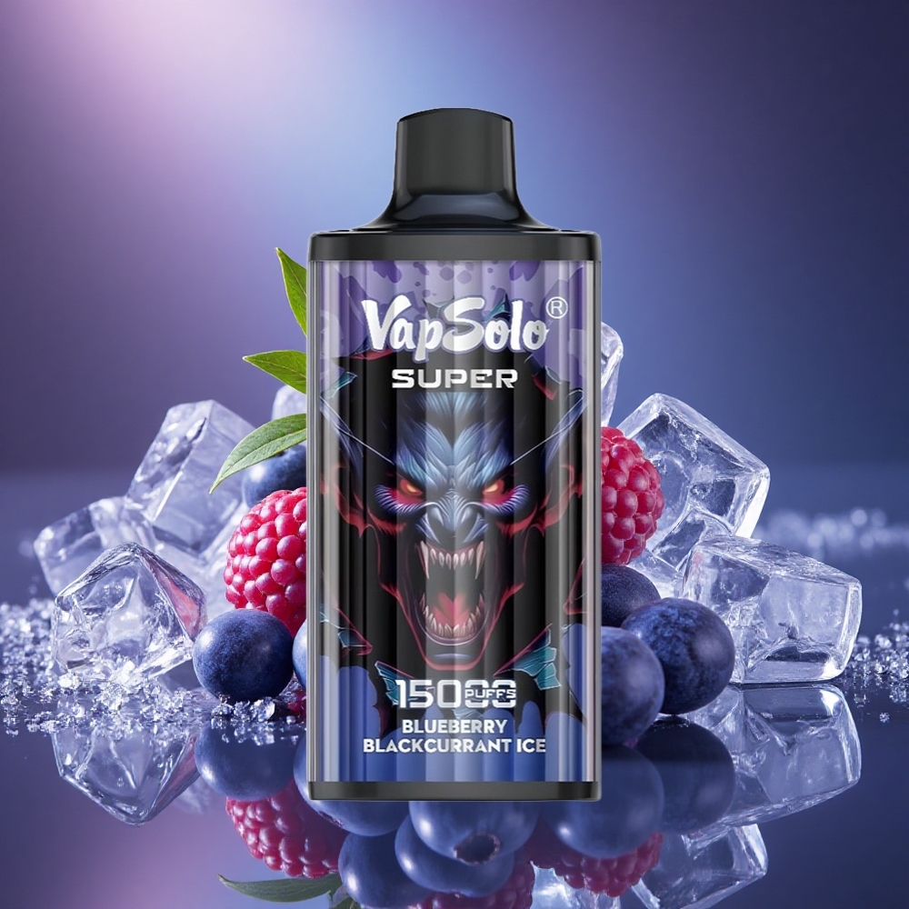 Vapsolo Super 15000 Puffs Mėlynųjų serbentų ledinis su 40ml skysčio ir 850mAh baterija