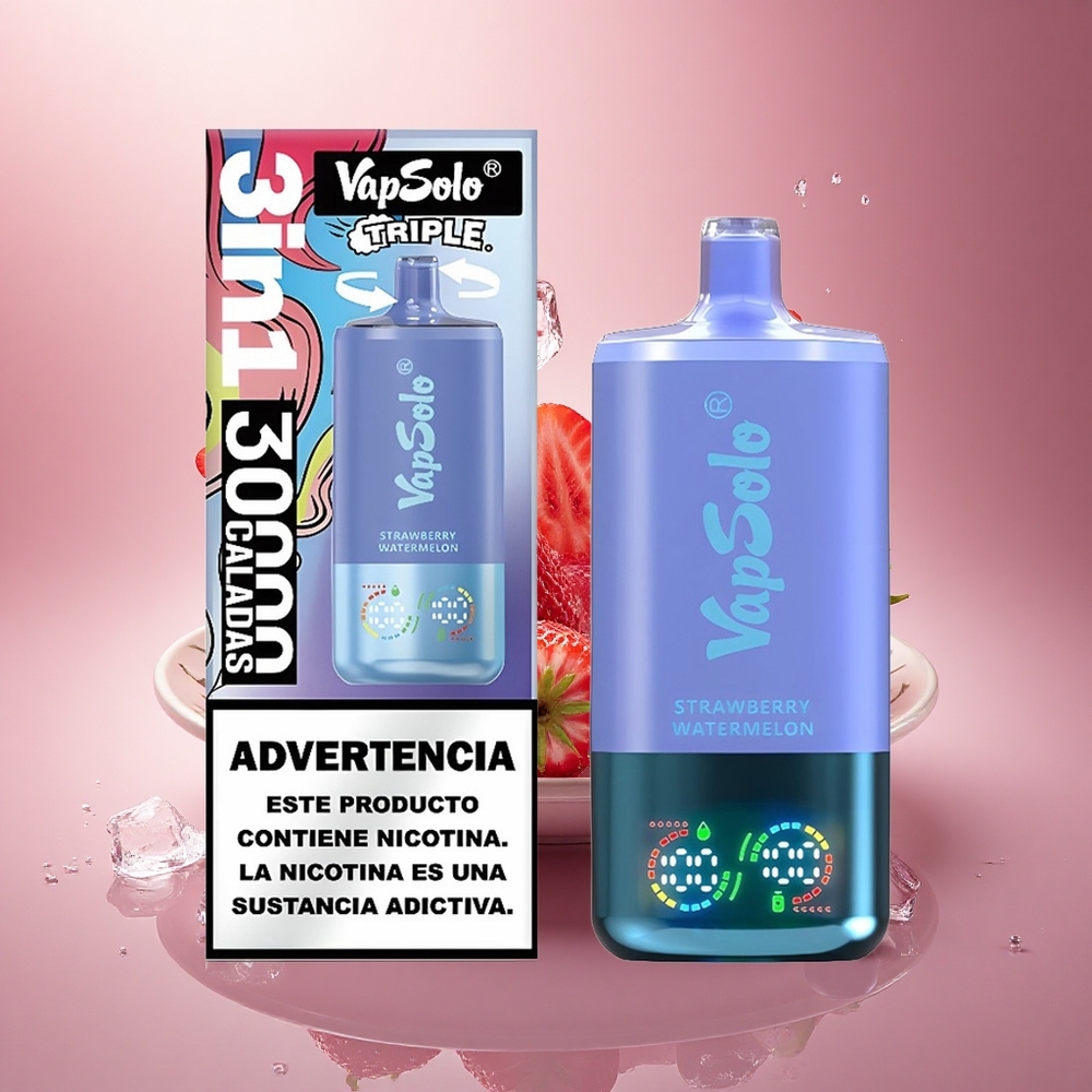 Vapsolo Triple 30000 Puffs Braškių Arbūzas & Mėlynės Ledas su 40ml ir Type-C