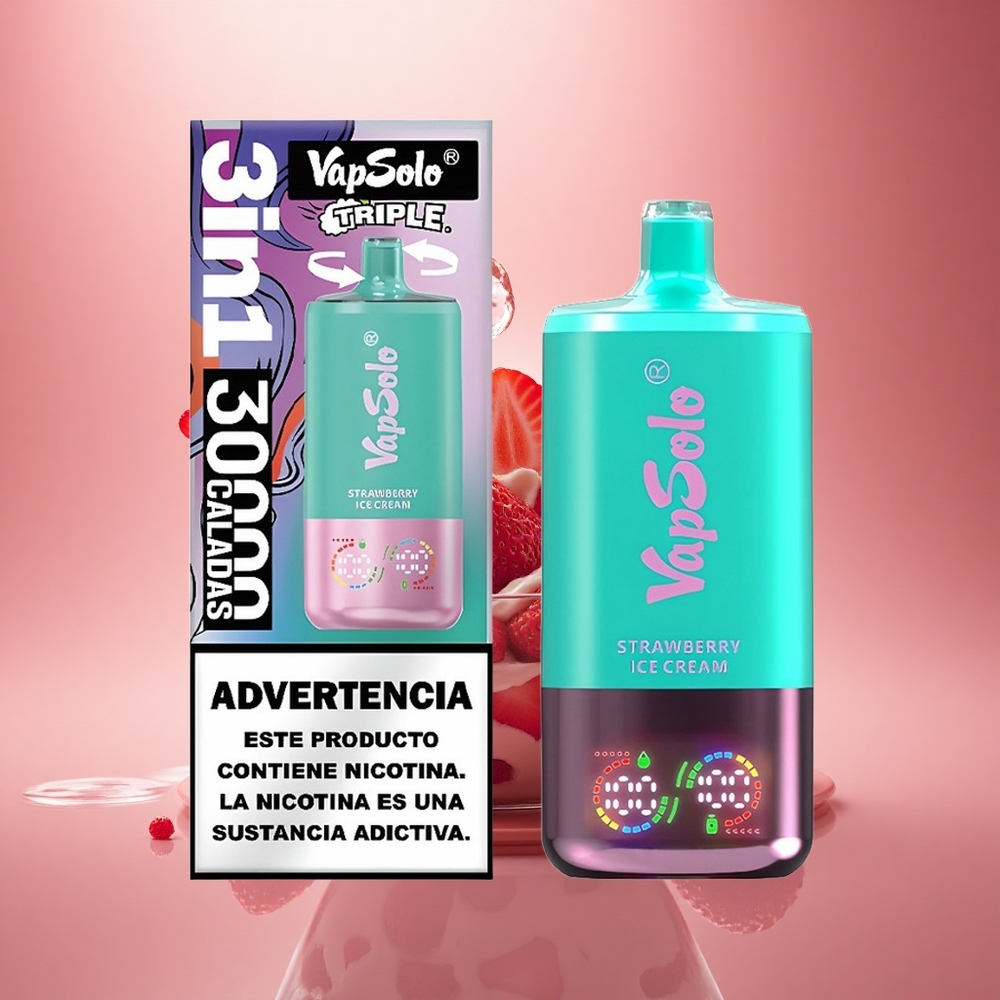 Vapsolo Triple 30000 Puffs Braškių Šaldytas Kremas 40ml Type-C