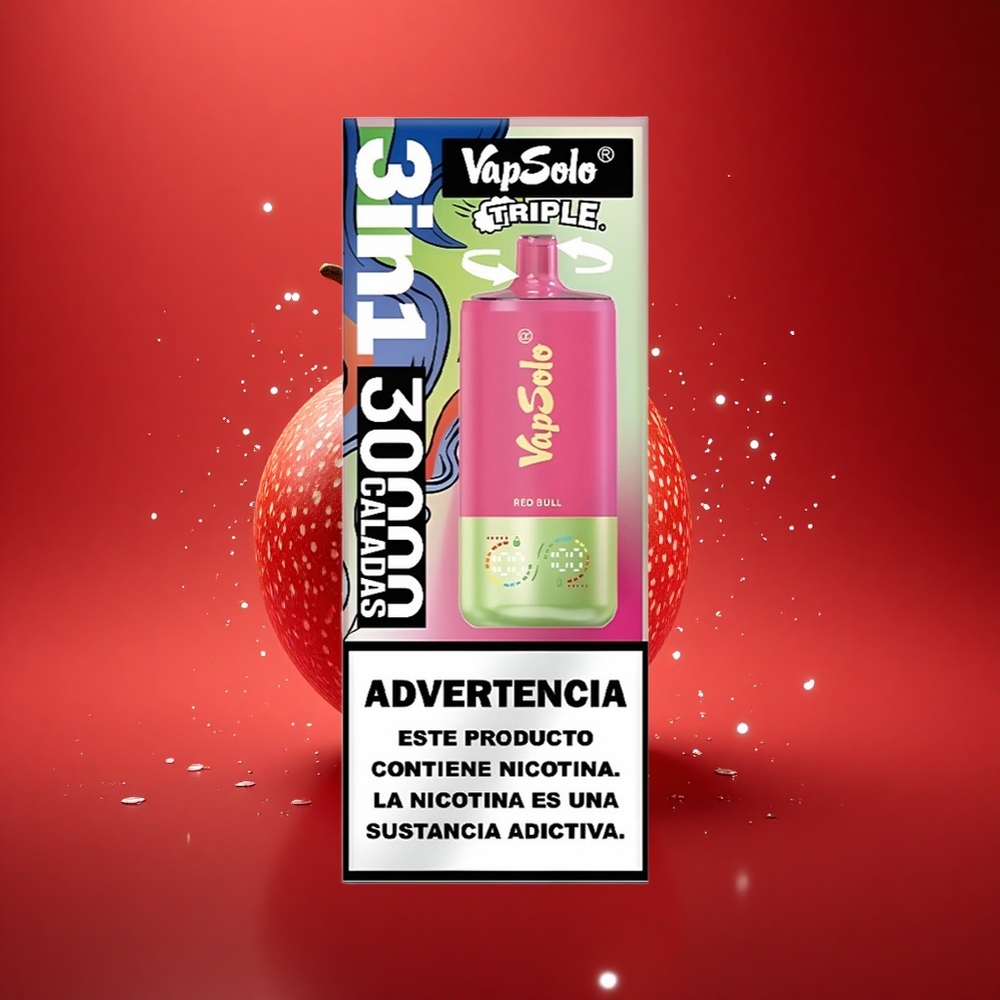 Vapsolo Triple 30000 Puffs Raudonasis Jautis Trijų Bakų 40ml Type-C