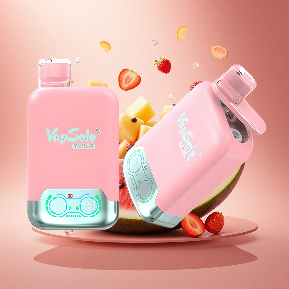Vapsolo Twins 20000 Puffs Braškių Ledas & Mango Arbūzas su 40 ml ir Type-C