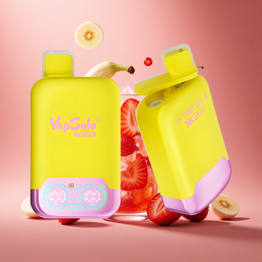 Vapsolo Twins 20000 Puffs Braškinis Bananas & Šampaninis Vyšnių su 40ml ir Tipo-C